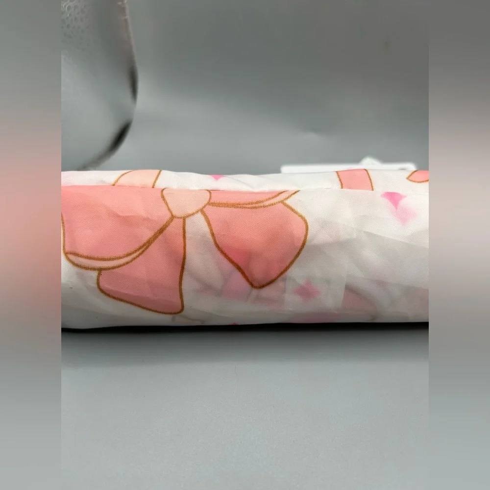 Pink Bow Compact Umbrella With Sleeve Coquette Shabby Chic NEW - Picture 3 of 7